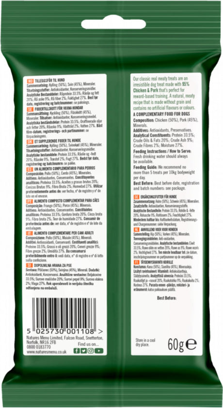 Natures Menu Chicken Dog Treats 12 x 60g, Natures Menu,