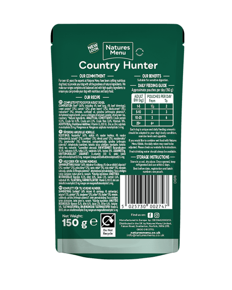 Natures Menu Country Hunter Beef with Superfoods Pouch - 18 x 150g, Natures Menu,