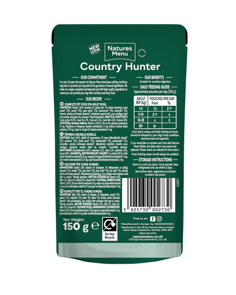 Natures Menu Country Hunter Chicken with Superfoods Pouch - 18 x 150g, Natures Menu,