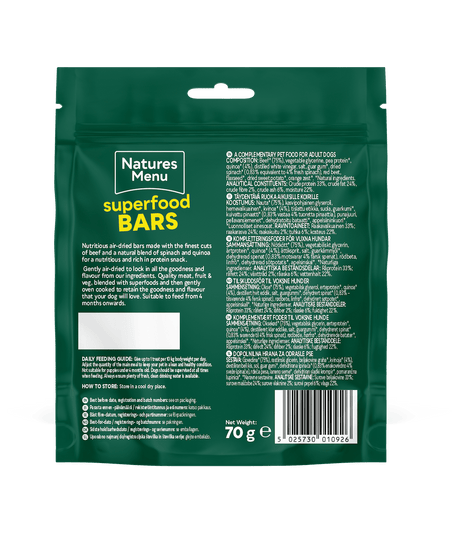 Natures Menu Country Hunter Superfood Bar Beef Dog Treats 7 x 100g, Natures Menu,