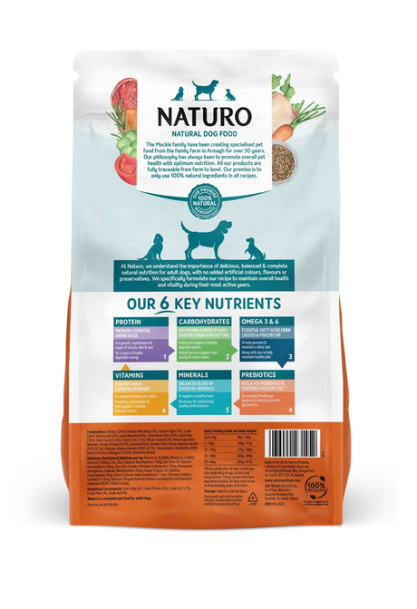 Naturo Adult Dog Dry Chicken & Lamb with Rice & Vegetables 4x2kg, Naturo,