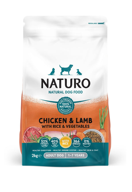 Naturo Adult Dog Dry Chicken & Lamb with Rice & Vegetables 4x2kg, Naturo,