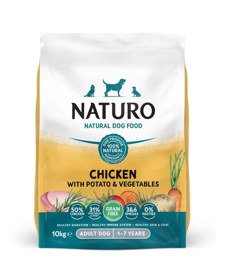 Naturo Adult Dog Grain Free Dry Chicken and Potato with Vegetables, Naturo, 10 kg