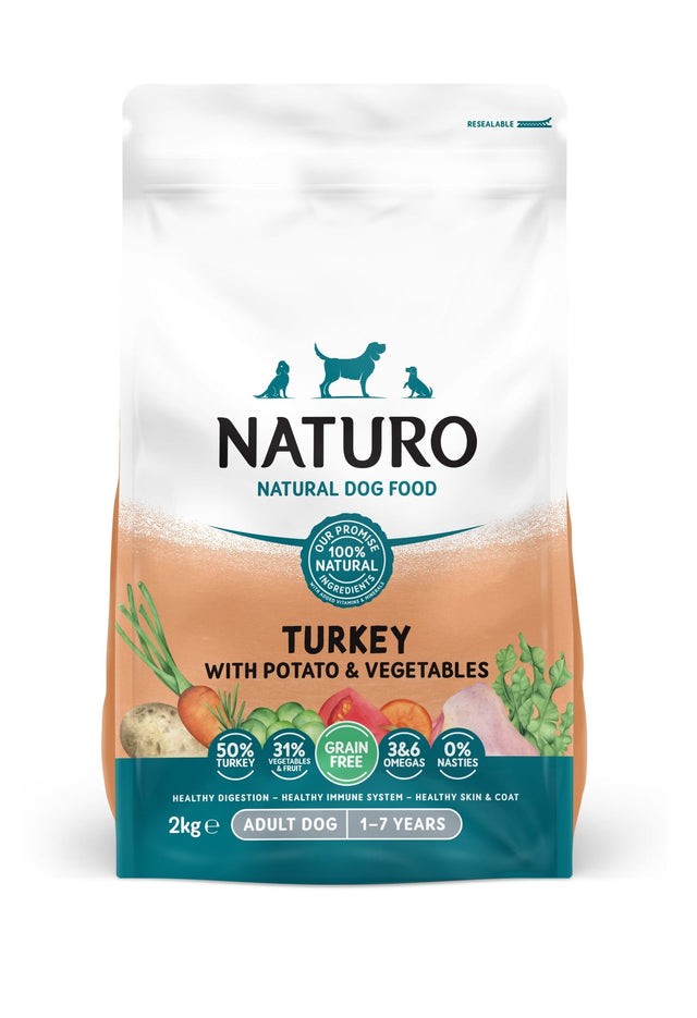 Naturo Adult Dog Grain Free Dry Turkey and Potato with Vegetables, Naturo, 4x2kg