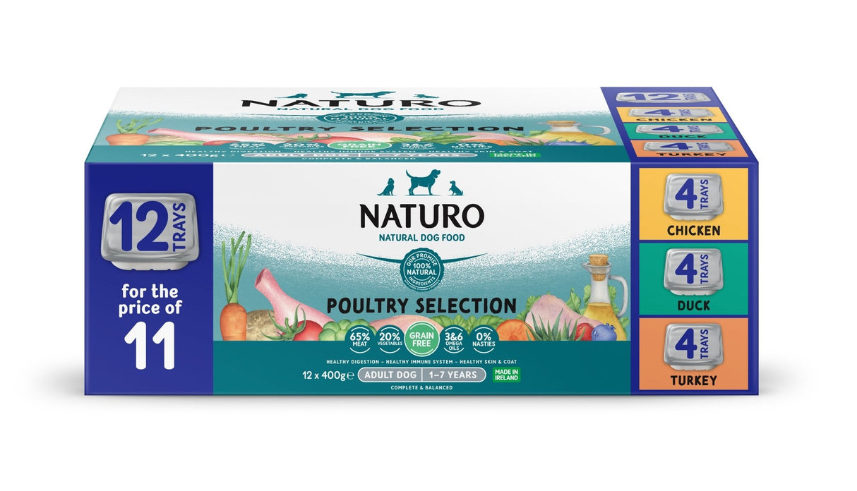Naturo Adult Dog Grain Free Poultry Selection with Potato and Vegetables 12 x 400g, Naturo,