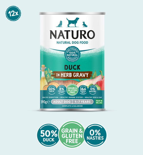 Naturo Adult Dog Grain & Gluten Free Duck Gravy Tins 12x390g, Naturo,
