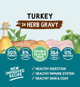 Naturo Adult Dog Grain & Gluten Free Turkey in Herb Gravy Tins 12x390g, Naturo,