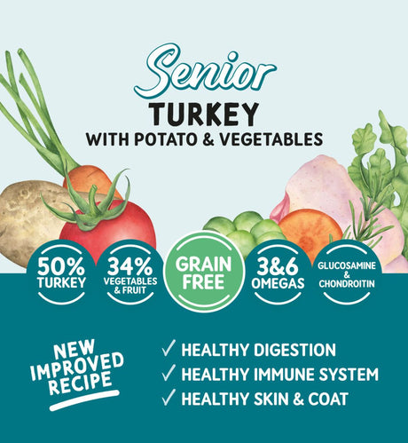 Naturo Senior Grain Free Dry Turkey & Potato with Vegetables 4x2kg, Naturo,