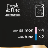 Sheba Fresh & Fine Adult Salmon & Tuna in Jelly Pouches - 48 x 50g