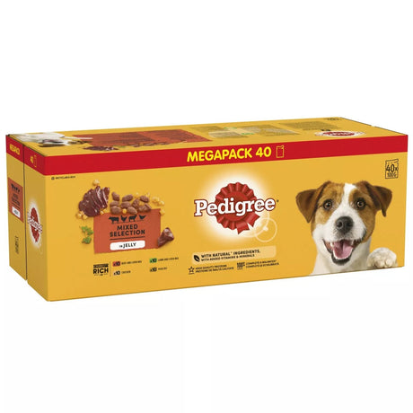 Pedigree Adult Wet Dog Food Mixed Selection in Jelly - 40 x 100g Mega Pack, Pedigree,