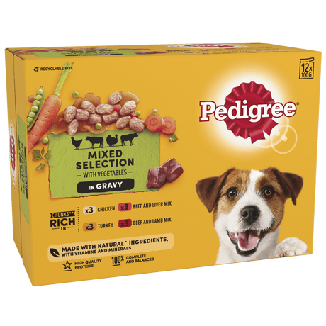 Pedigree Adult Wet Dog Food Pouches Mixed Selection in Gravy - 48 x 100g, Pedigree,