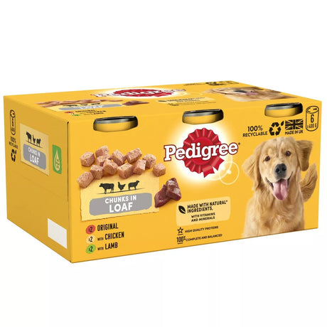 Pedigree Adult Wet Dog Food Tins Mixed Chunks in Loaf - 24 x 400g, Pedigree,