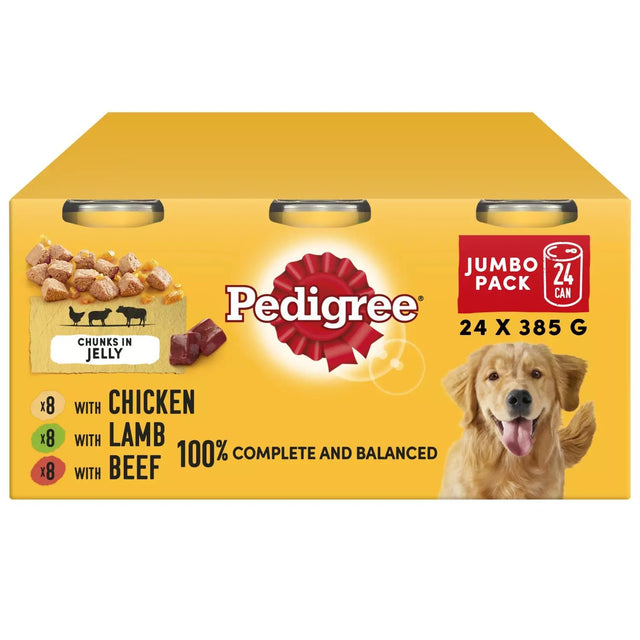 Pedigree Chunks in Jelly Mixed Selection Jumbo Pack Tins - 24 x 385g, Pedigree,