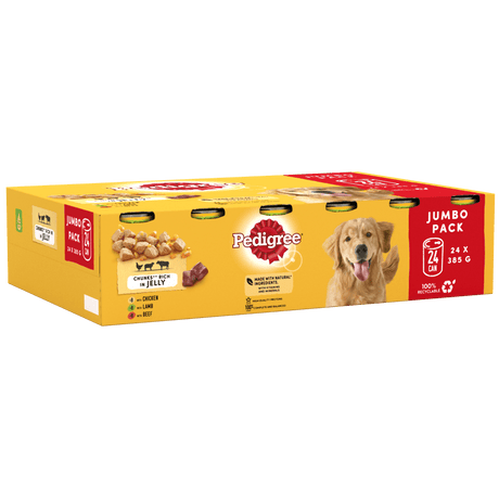 Pedigree Chunks in Jelly Mixed Selection Jumbo Pack Tins - 24 x 385g, Pedigree,