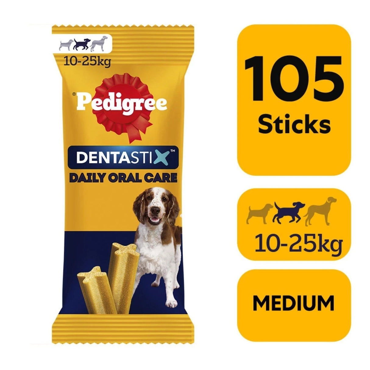 Pedigree Dentastix Daily Medium Dog Dental Chew Treat, Pedigree, 105 Stick Mega Pack