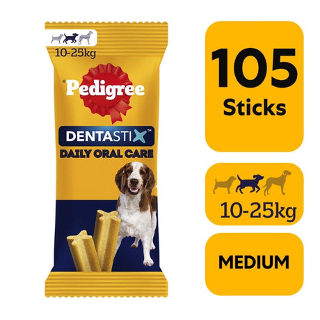 Pedigree Dentastix Daily Medium Dog Dental Chew Treat, Pedigree, 105 Stick Mega Pack