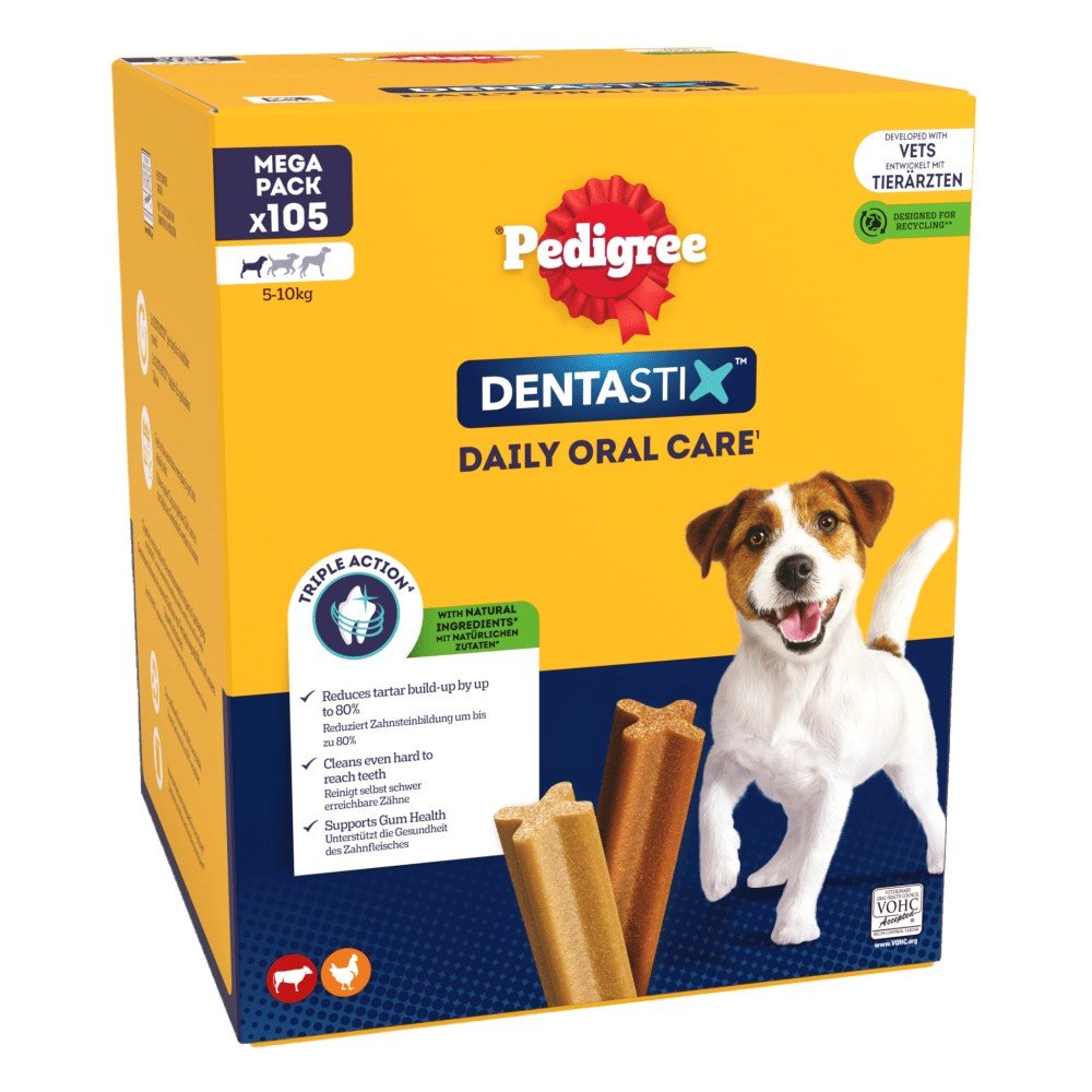 Pedigree Dentastix Daily Small Dog Dental Chew Treat, Pedigree, 105 Stick Mega Pack