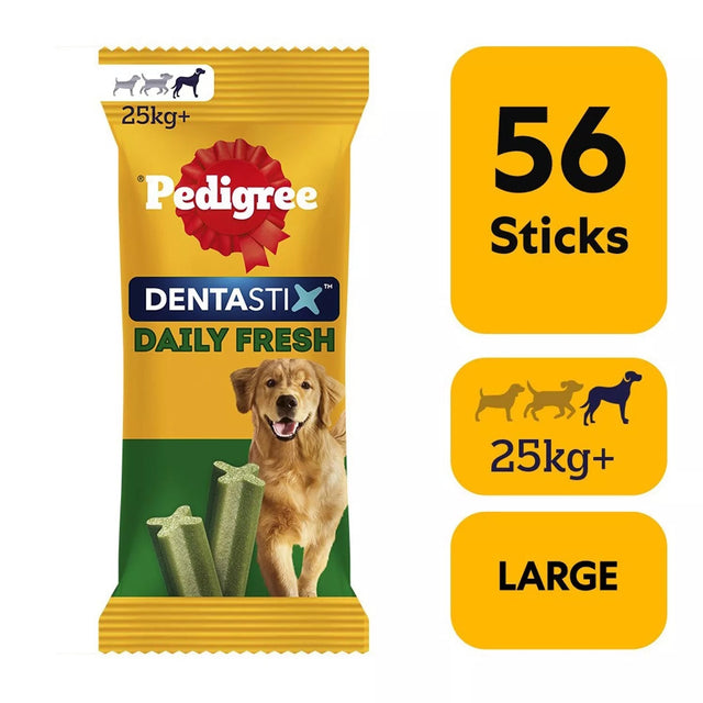 Pedigree Dentastix Fresh for Large Dogs Daily Dental Chew Treat, Pedigree, 56 Sticks
