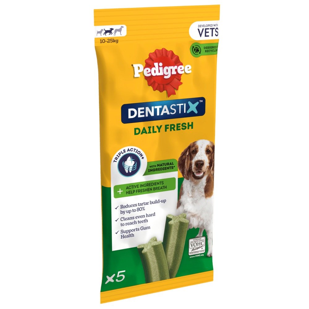 Pedigree Dentastix Fresh for Medium Dogs Daily Dental Chew Treat, Pedigree, 70 Sticks