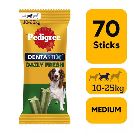 Pedigree Dentastix Fresh for Medium Dogs Daily Dental Chew Treat, Pedigree, 70 Sticks