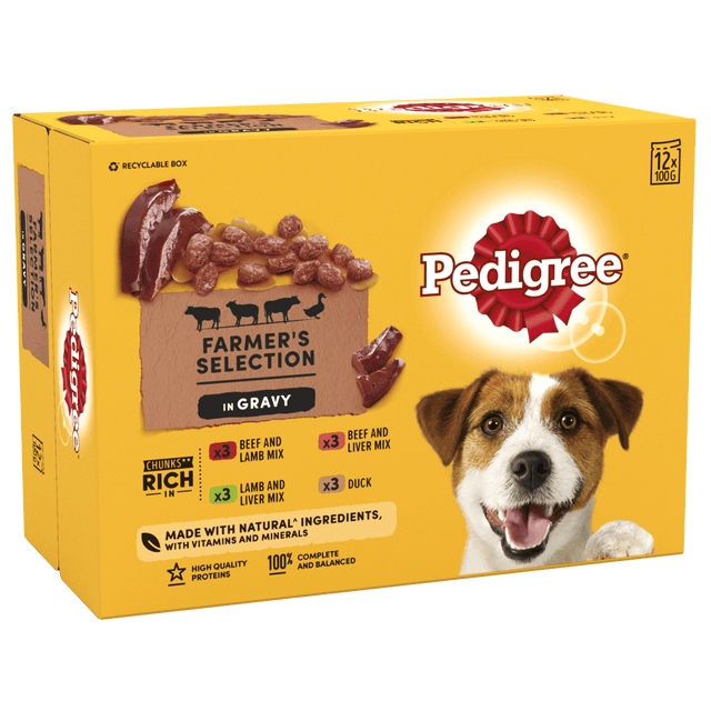 Pedigree Farmer's Selection in Gravy Adult Dog Food Pouches - 48 x 100g, Pedigree,