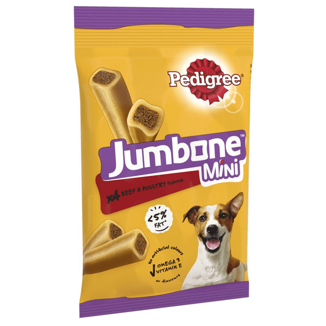 Pedigree Jumbone Mini Adult Small Dog Treats Beef & Poultry 4 Chews - 8x Bags, Pedigree,