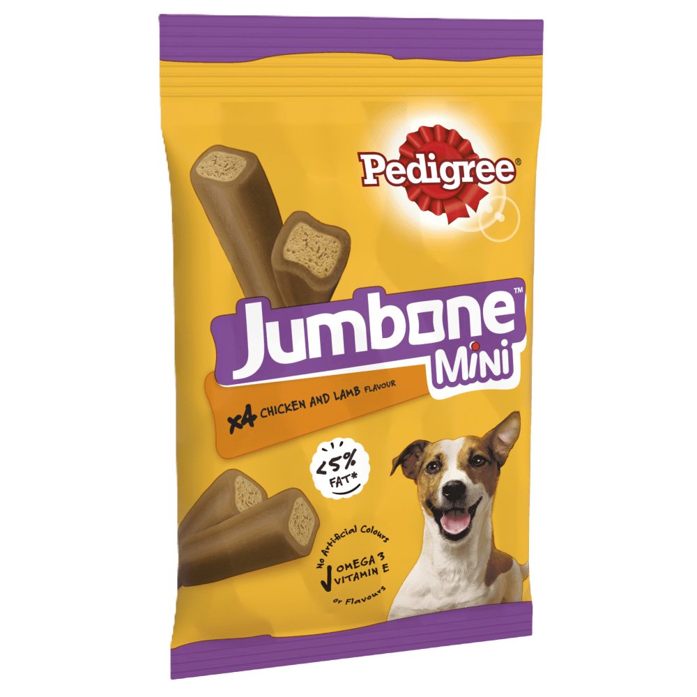 Pedigree Jumbone Mini Adult Small Dog Treats Chicken & Lamb 4 Chews - 8x Bags, Pedigree,