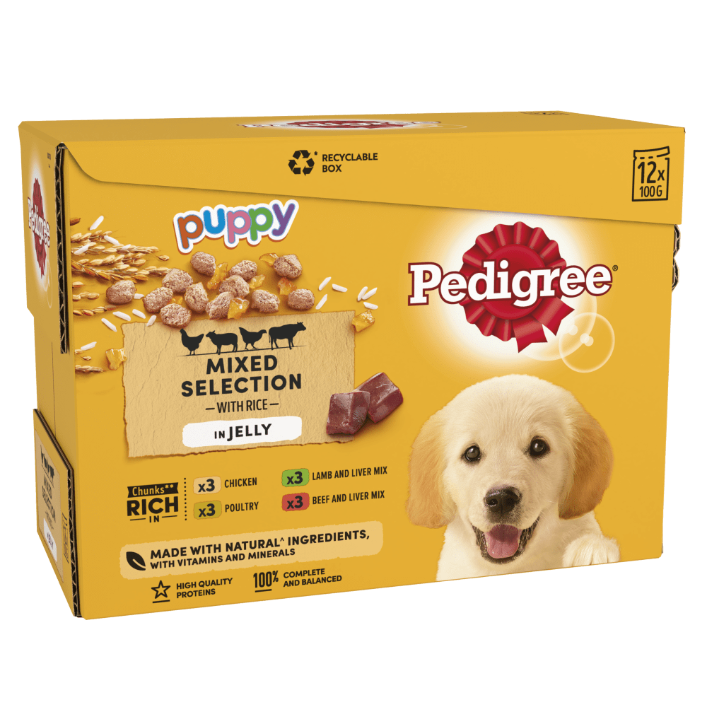 Pedigree Junior/Puppy Wet Dog Food Pouches Mixed in Jelly - 48 x 100g, Pedigree,