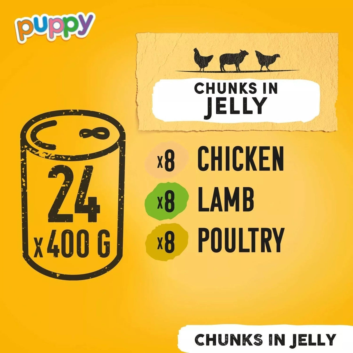 Pedigree Puppy Mixed Selection Chunks in Jelly Tins - 24 x 400g, Pedigree,