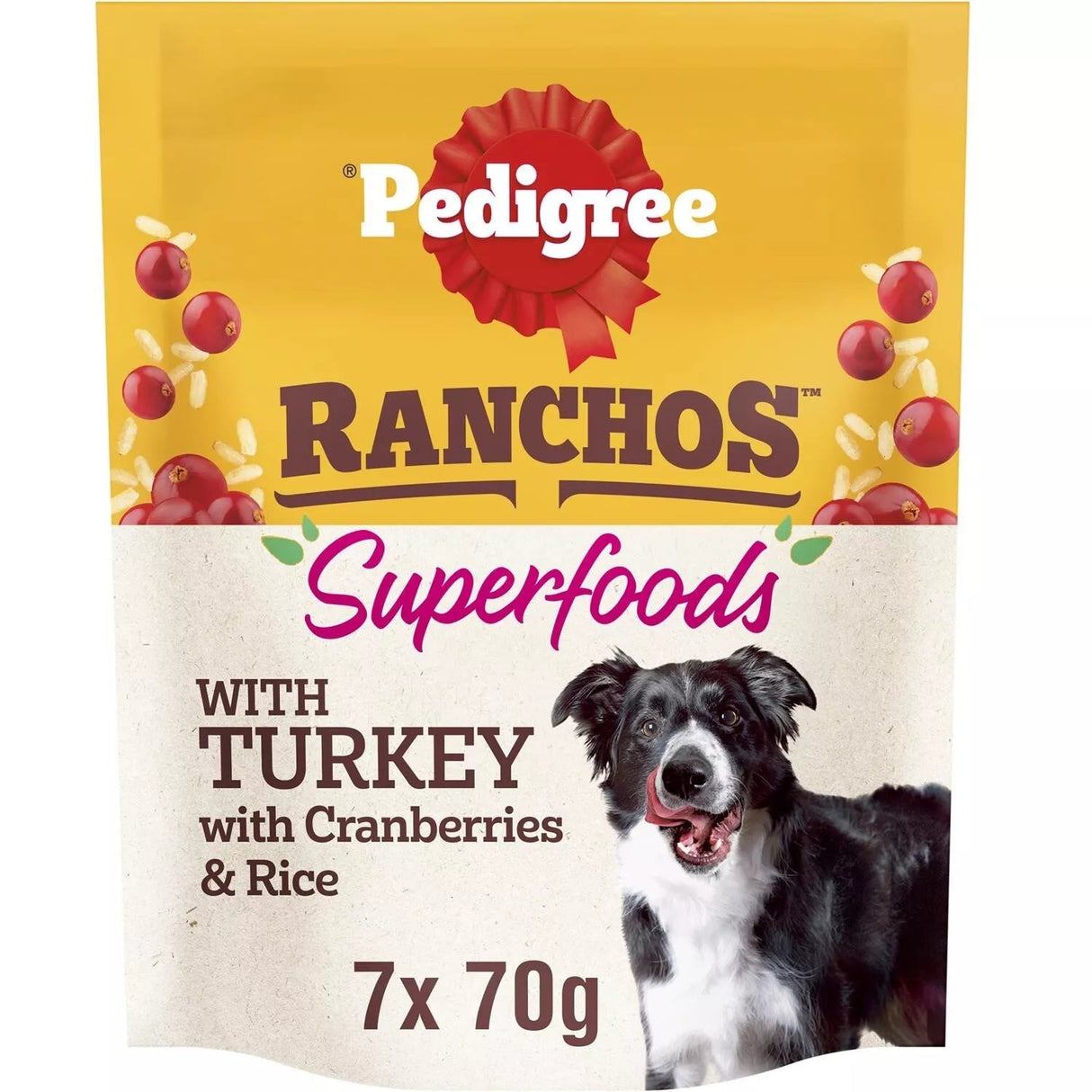 Pedigree Ranchos Superfoods Dog Treats - 7 Pack x 70g, Pedigree, Turkey