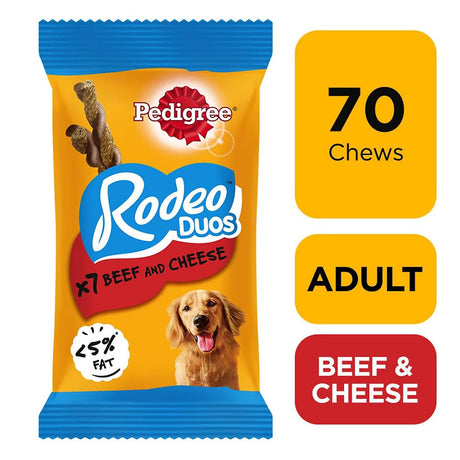 Pedigree Rodeo Duos Beef & Cheese Adult Dog Treats - 10 x 123g Bags, Pedigree,