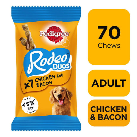 Pedigree Rodeo Duos Chicken & Bacon Adult Dog Treats - 10 x 123g Bag, Pedigree,