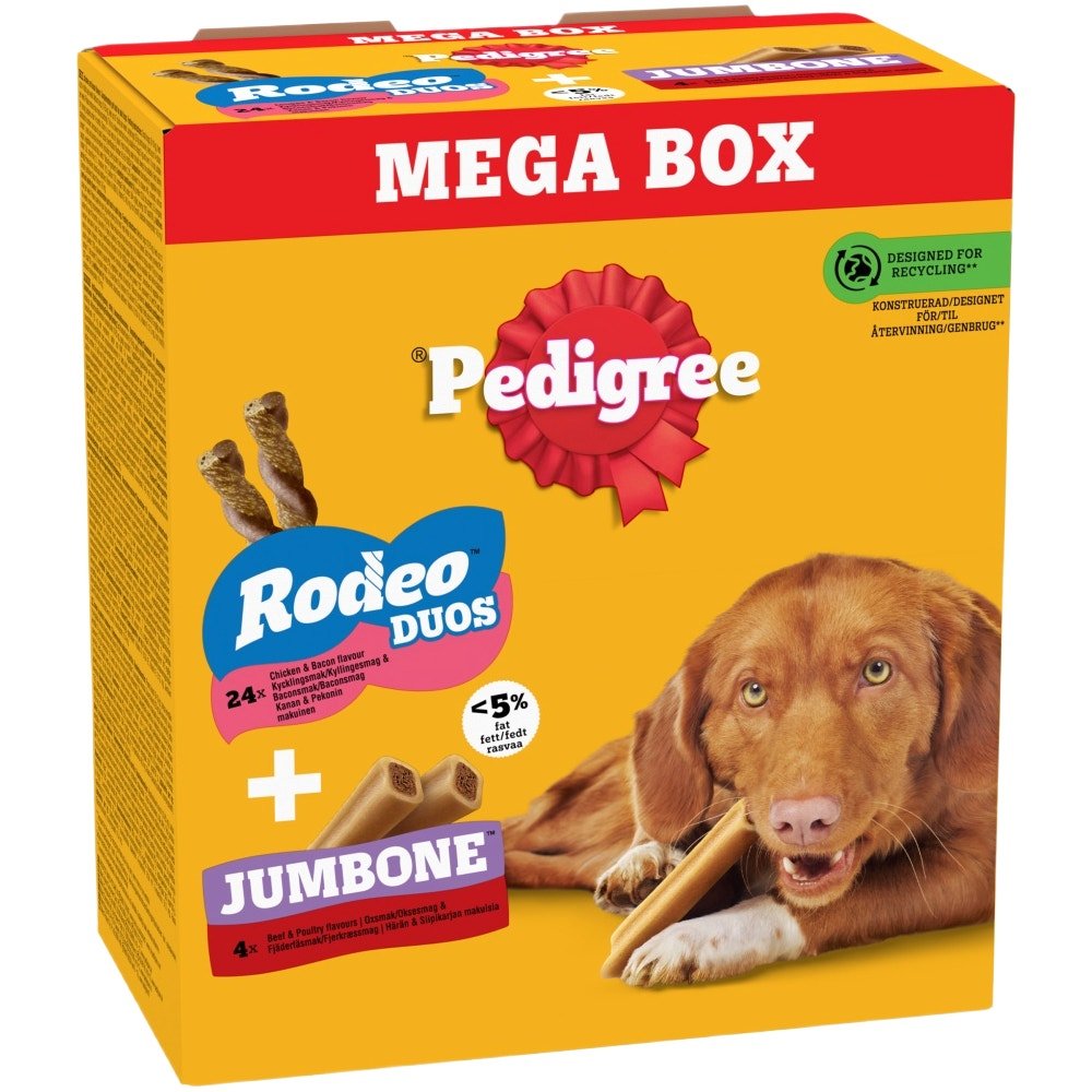 Pedigree Rodeo Duos & Jumbone Medium Dog Treats Mega Box 28 Chews, Pedigree,