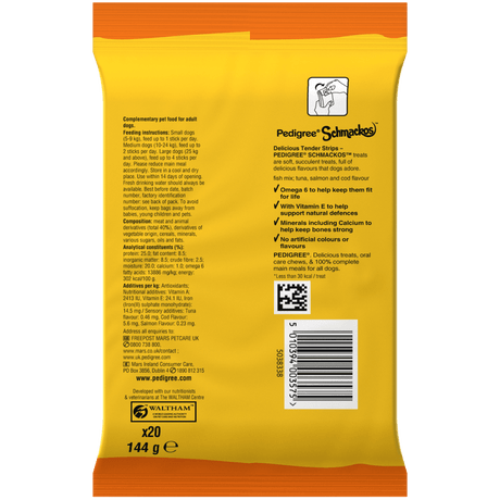 Pedigree Schmackos Adult Dog Treats Fish Mix 20 Strips - 9 Bags, Pedigree,