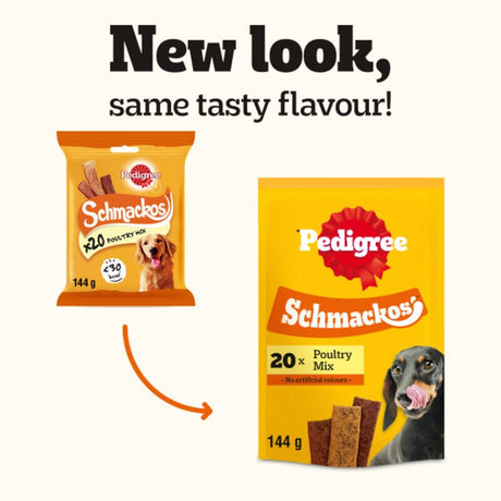 Pedigree Schmackos Adult Dog Treats Poultry Mix 20 Strips - 9 Bags, Pedigree,