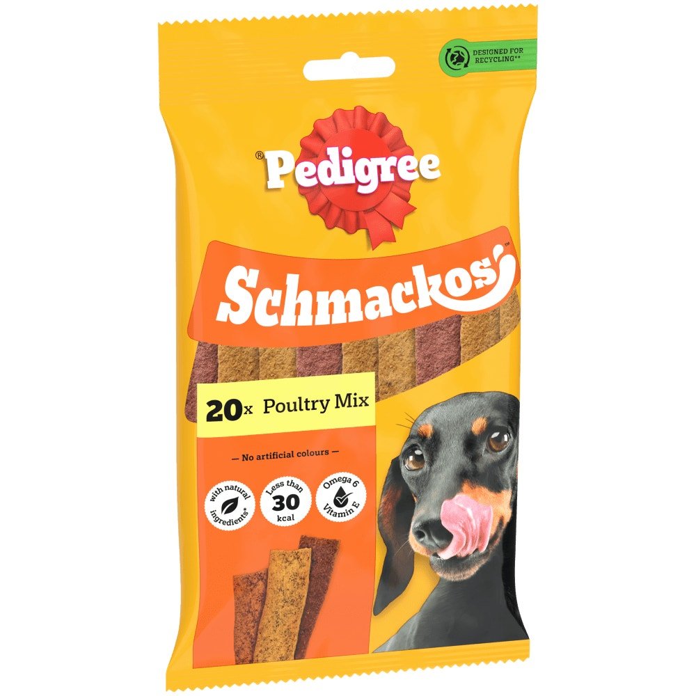 Pedigree Schmackos Adult Dog Treats Poultry Mix 20 Strips - 9 Bags, Pedigree,