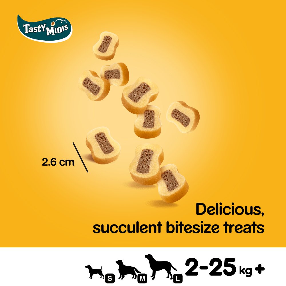 Pedigree Tasty Minis Beef & Poultry Chewy Slices - 8 Packs of 155g, Pedigree,