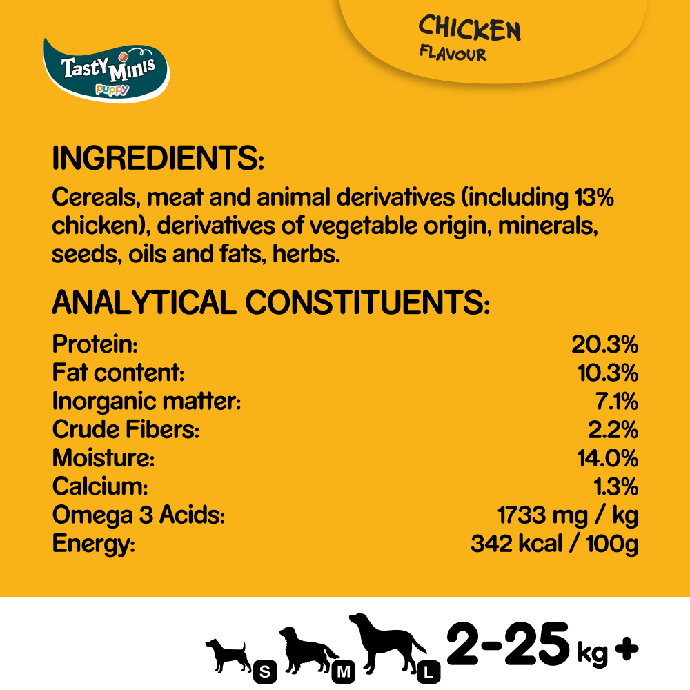 Pedigree Tasty Minis Puppy Dog Treats Chicken Chewy Cubes - 8x125g, Pedigree,