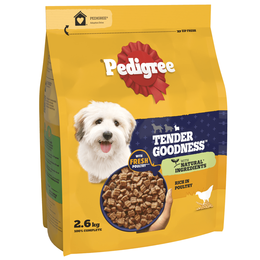 Pedigree Tender Goodness Dry Adult Small Dog Food Poultry - 3 x 2.6kg, Pedigree,