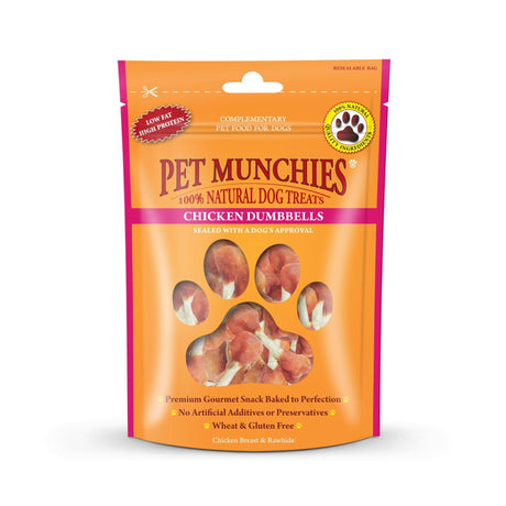 Pet Munchies Chicken & Rawhide Dumbbells Dog Treats 8 x 100g, Pet Munchies,