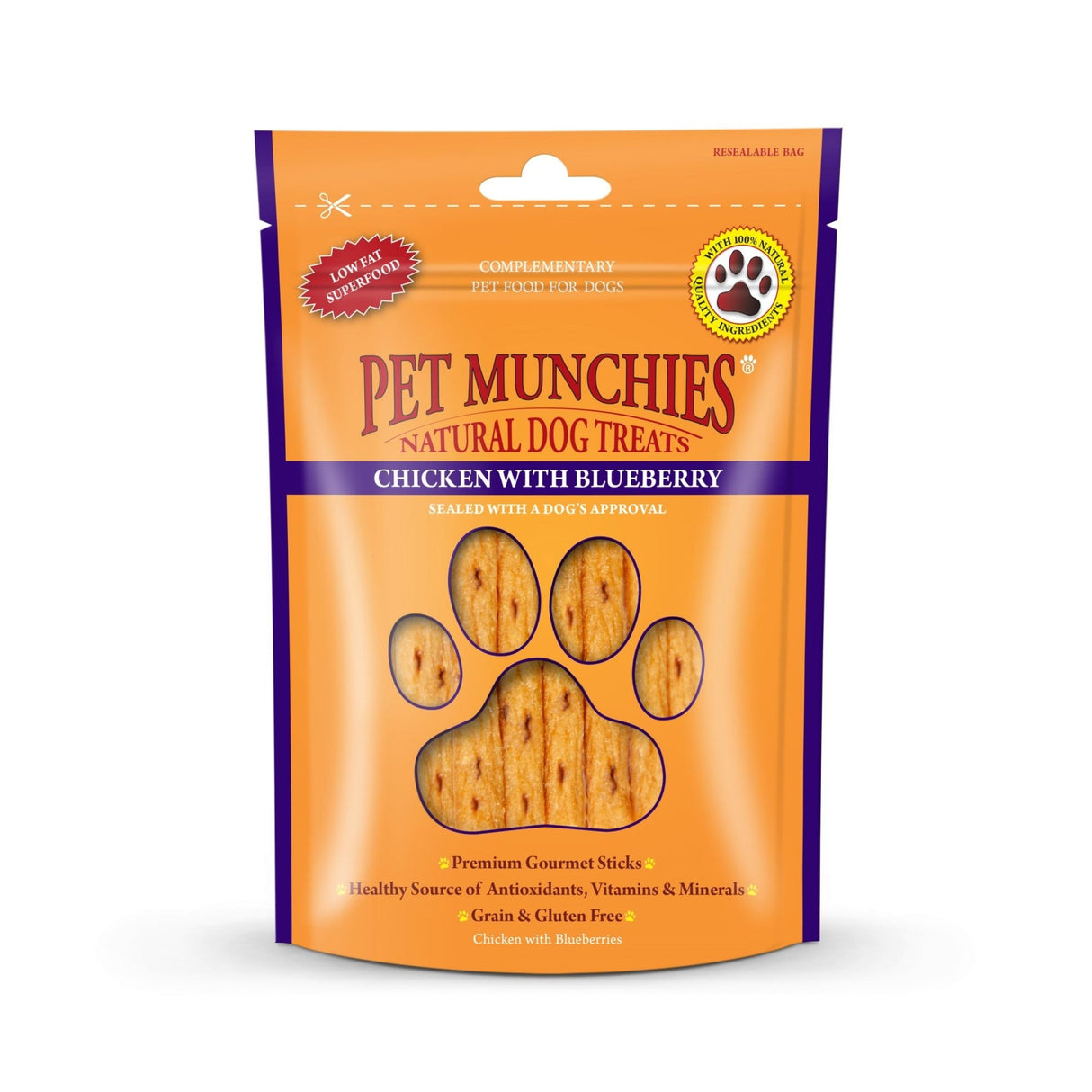 Pet Munchies Chicken with Blueberry Sticks Dog Treats 8 x 80g, Pet Munchies,