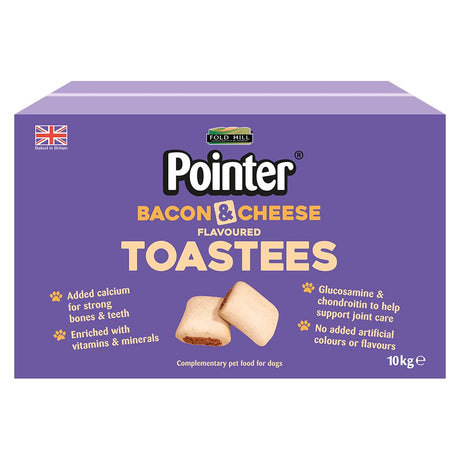 Pointer Bacon & Cheese Flavoured Toastees Dog Treats 10 kg, Pointer,