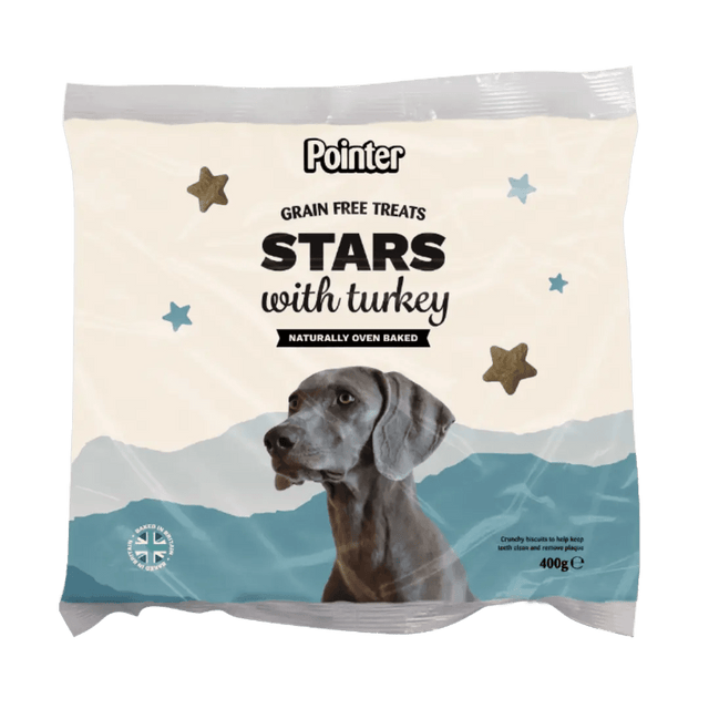 Pointer Stars with Turkey Grain Free Dog Treats - 6 x 400g, Pointer,