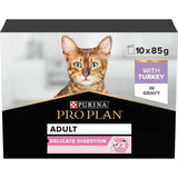 Pro Plan Adult Delicate Digestion with Turkey in Gravy Wet Cat Food - 4 Pack, Pro Plan, 4x (10x85g)