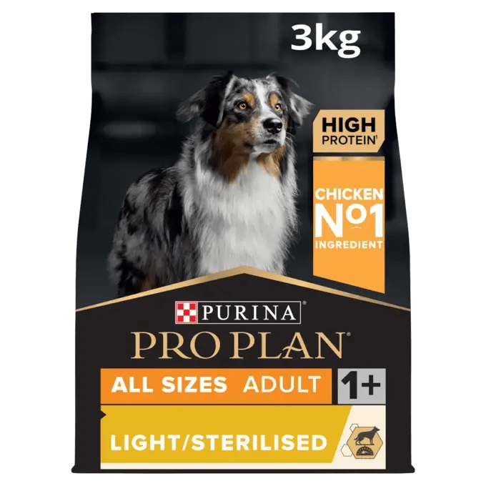 Pro Plan All Sizes Adult Light/Sterilised Chicken Dry Dog Food, Pro Plan, 3 kg