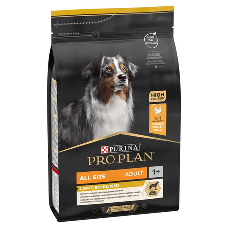 Pro Plan All Sizes Adult Light/Sterilised Chicken Dry Dog Food, Pro Plan, 3 kg