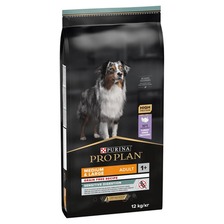 Pro Plan Medium and Large Grain Free Sensitive Digestion Turkey Dry Dog Food - 12 kg, Pro Plan,