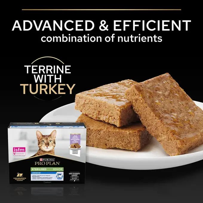 Pro Plan Senior 7+ Sterilised Turkey Terrine Wet Cat Food - 4x (10x75g), Pro Plan,