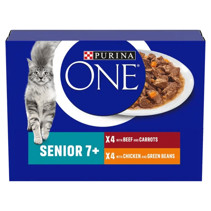 PURINA ONE 7+ Mini Fillets Chicken and Beef Wet Cat Food - 40 x 85g, Purina One,