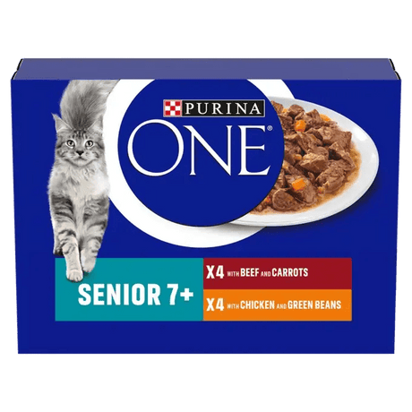 PURINA ONE 7+ Mini Fillets Chicken and Beef Wet Cat Food - 40 x 85g, Purina One,